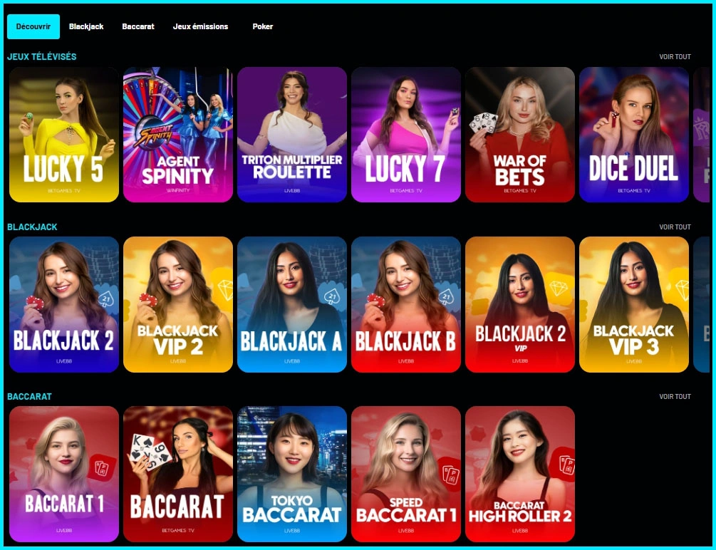 Jeux de casino en direct avec croupiers sur TurboWins